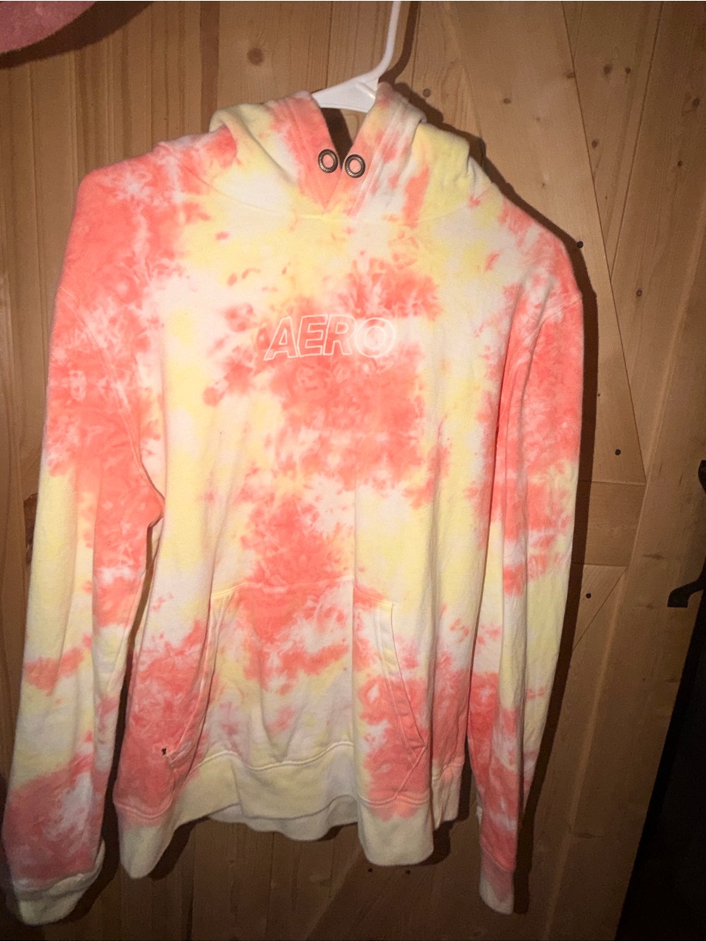 Aeropostale Tie-Dye Crewneck Hoodie in Yellow & Coral